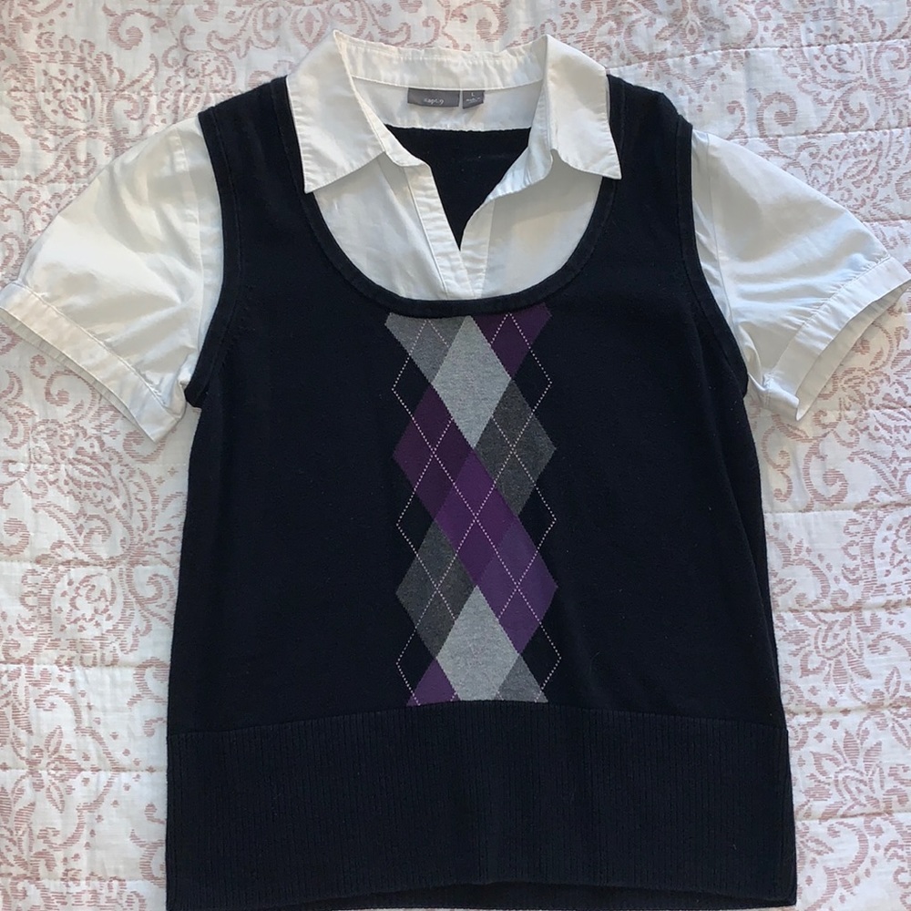 White Collared Vest Top